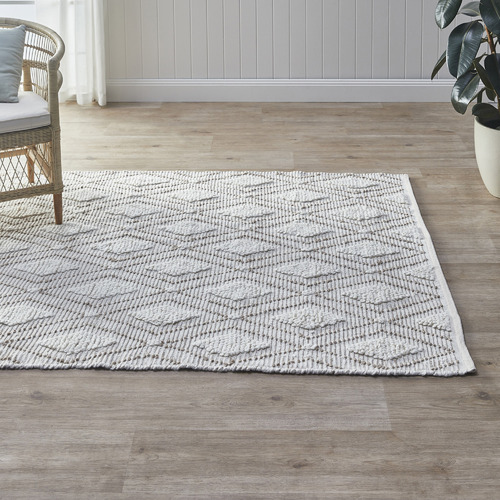 Textured-weave wool-blend rug - Light beige - Home All