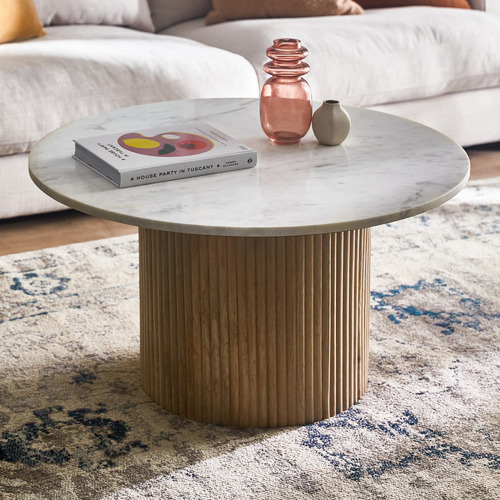 Temple & Webster Anika Mango Wood & Marble Coffee Table