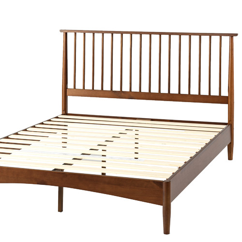 Temple & Webster Warm Brown Liam Pine Wood Bed Queen