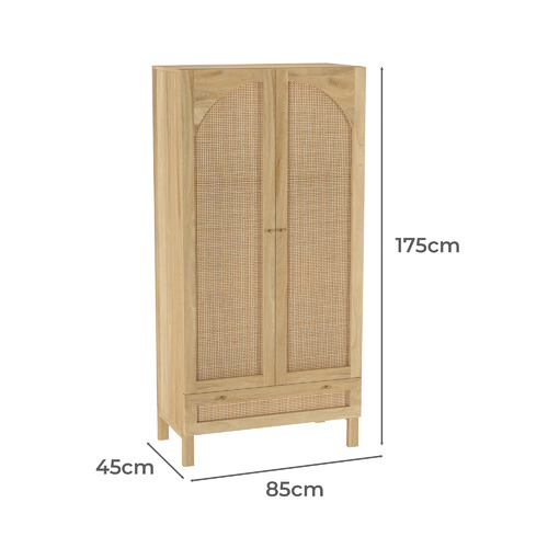 Anya Mango Wood & Rattan Cupboard