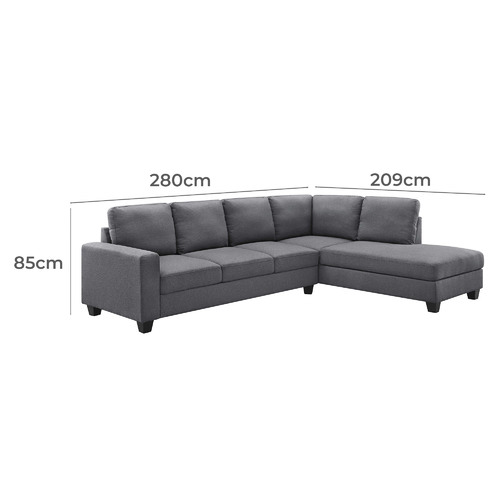 Temple & ster Grey Emer 5 Seater Sofa with Chaise