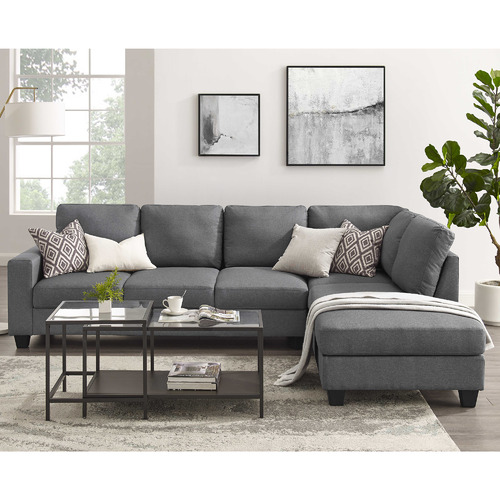 Temple & ster Grey Emer 5 Seater Sofa with Chaise