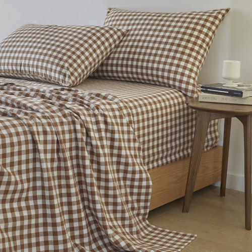 Gingham Washed Cotton Sheet Set