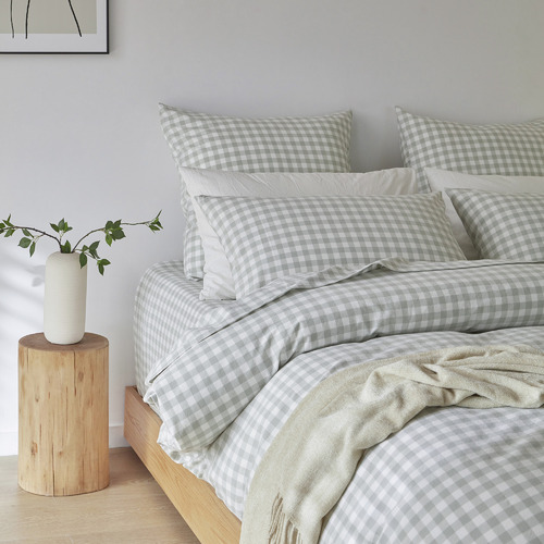 Sage-Gingham-Washed-Cotton-Quilt-Cover-Set