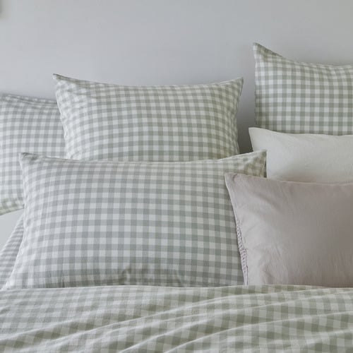 Sage-Gingham-Washed-Cotton-Quilt-Cover-Set