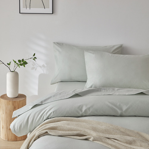 Temple & ster Sage Amara Washed Cotton Quilt Cover Set