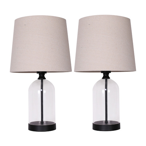 Set of 2 glass outlet lamps