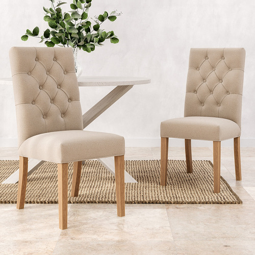 Windsor Linen Dining Chairs (Set of 2) - Elegant & Classic