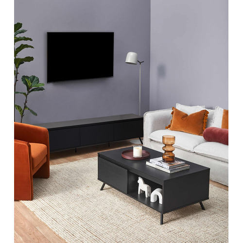 Temple & Webster 2 Piece Black Halbert TV Unit & Coffee Table Set