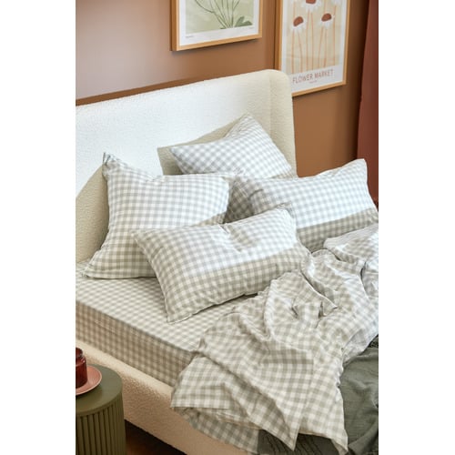 Sage-Gingham-Washed-Cotton-Quilt-Cover-Set