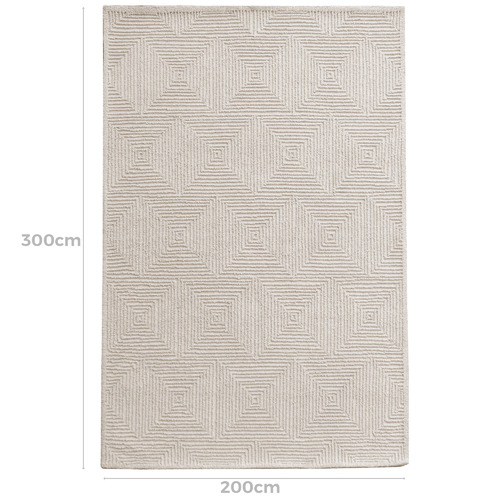 Temple & Webster Ivory Mason Hand-Tufted Wool Blend Rug