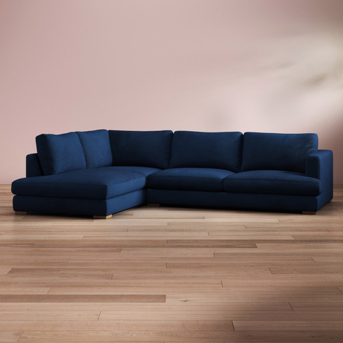 Haven 5 Seater Velvet Sofa with Chaise Temple & ster