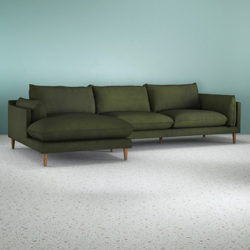 Terry 3 Seater Velvet Sofa with Chaise Temple & ster