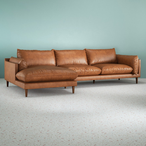 Terry 3 Seater Leather Sofa with Chaise | Comfort & Style