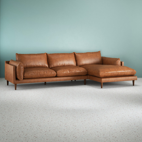 Terry 3 Seater Leather Sofa with Chaise | Comfort & Style