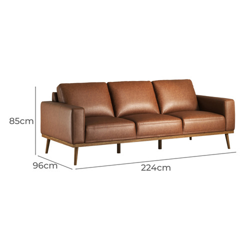 Temple & Webster Landis 3 Seater Genuine Leather Sofa