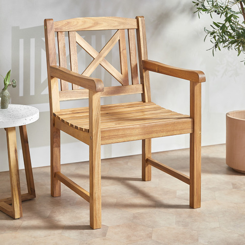 Temple Webster Natural Santa Cruz Acacia Wood Outdoor Armchair