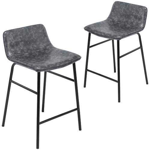 Temple & ster 64.5cm Black Ted Faux Leather Barstools