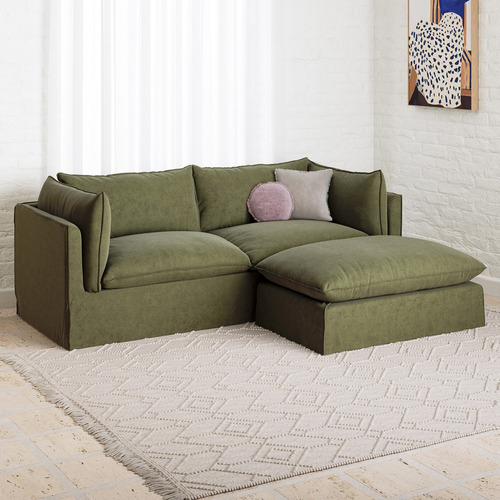 Jude 3 Seater Slipcover Sofa & Ottoman Set