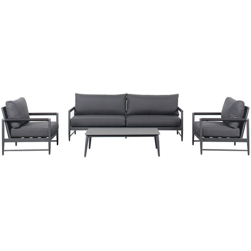 5 Seater Black Amalfi Outdoor Lounge Set | Temple & Webster