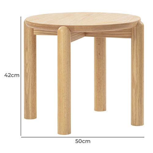 Caterina Oak Wood Side Table