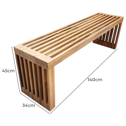3 Seater Linear Acacia Wood Outdoor Bench