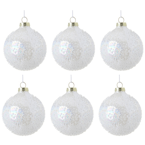 Temple & Webster Set Of 6 Iridescent Sprinkled Glass Baubles