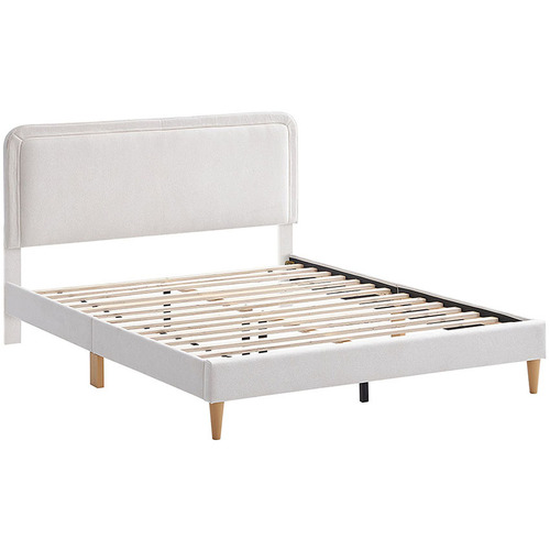 Temple & Webster Cream Toni Boucle Bed