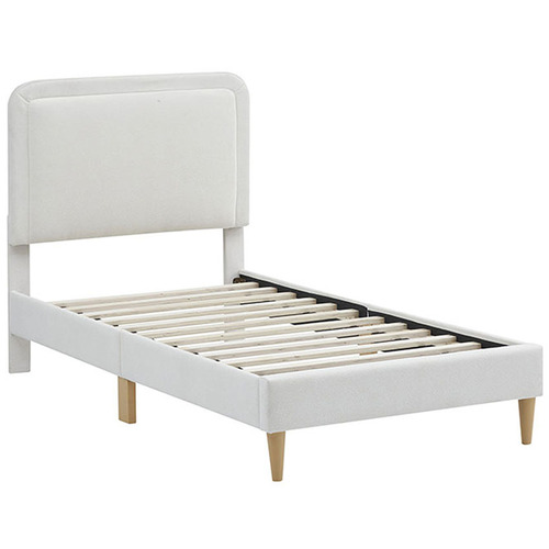 Temple & Webster Cream Toni Boucle Bed