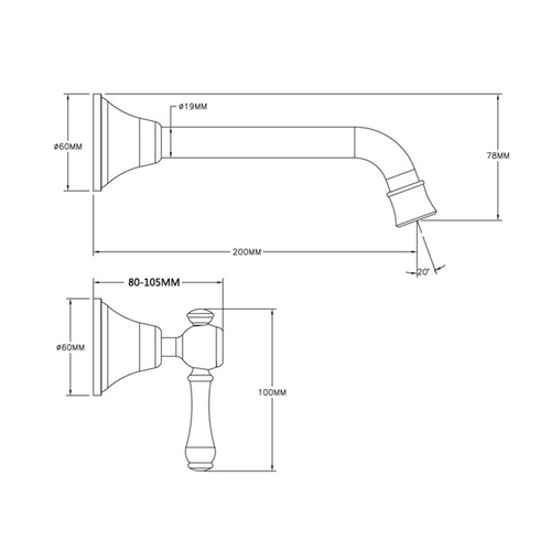 Stanwell Bath/Basin Wall Tap Set