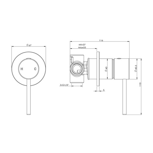 Clovelly Shower/Basin Wall Mixer