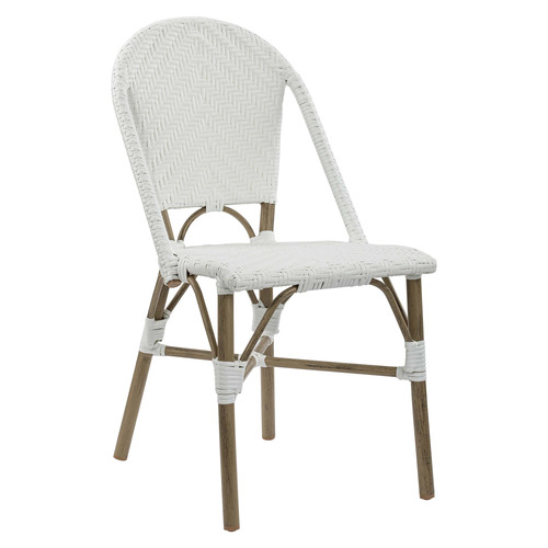 Temple & Webster White Paris PE Rattan Outdoor Cafe Dining Chairs
