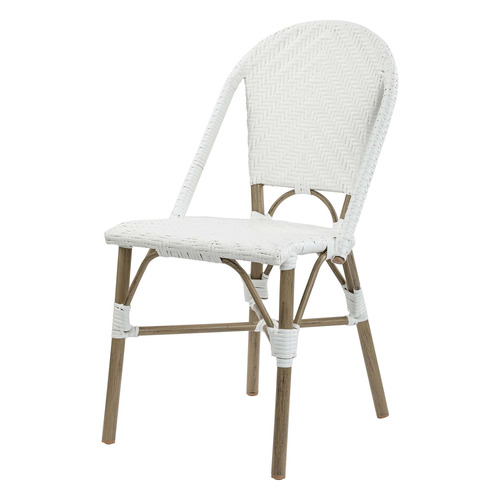 Temple & Webster White Paris PE Rattan Outdoor Cafe Dining Chairs