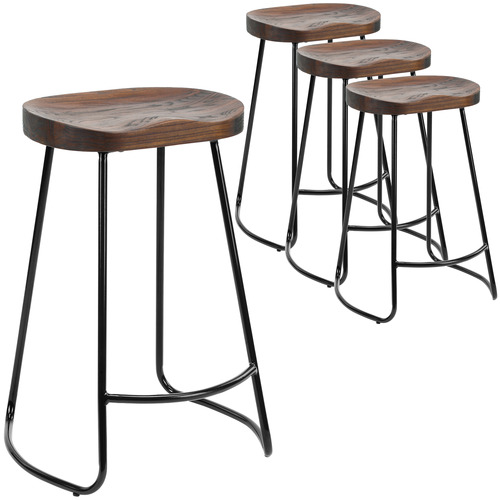 Temple & ster 66cm Premium VintageStyle Elm Wood Barstools with