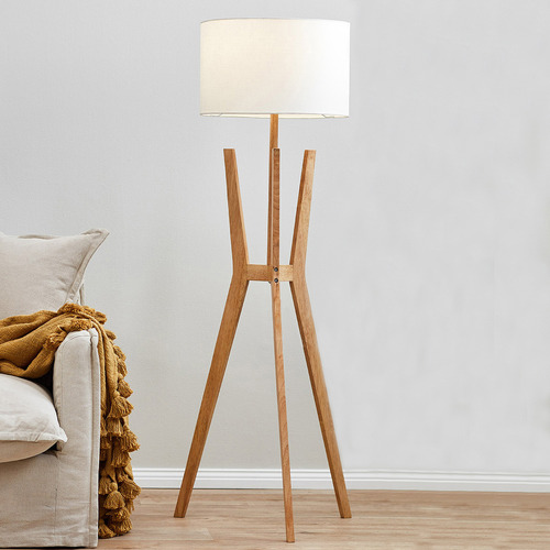 Temple & Webster Brae Rubberwood Tripod Floor Lamp