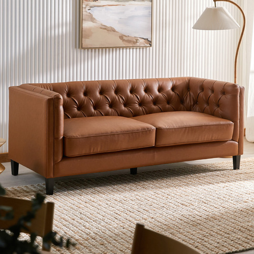 Temple & Webster Thiago 3 Seater Premium Faux Leather Sofa