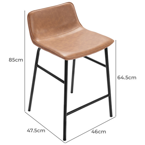 64.5cm Tan Ted Faux Leather Barstools