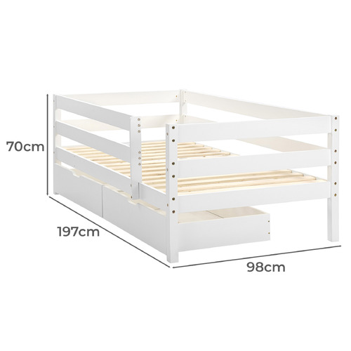 Fraya 2 Drawer Pine Wood Single Bed