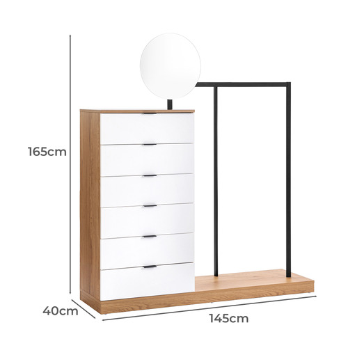 Tessa Wardrobe & Drawers with Mirror