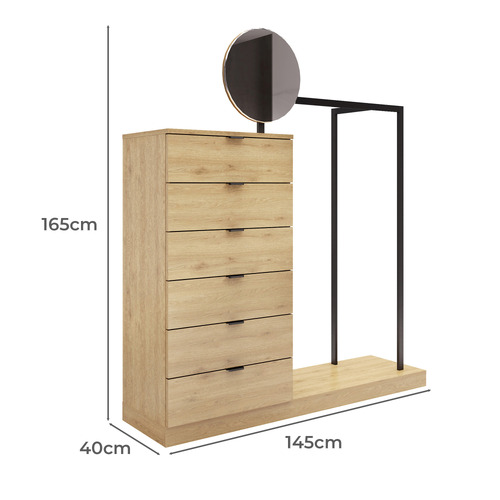 Tessa Wardrobe & Drawers with Mirror