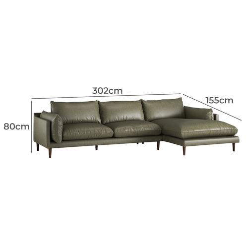 Terry 3 Seater Genuine Leather Sofa with Chaise