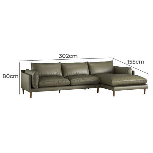 Terry 3 Seater Genuine Leather Sofa with Chaise