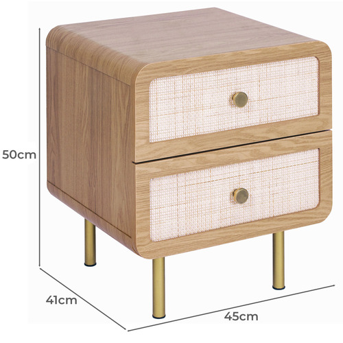 Maxine 2 Drawer Bedside Table