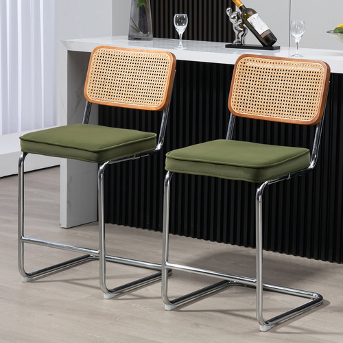 66cm Cesca Replica Cantilever Velvet Barstools (Set of 2)