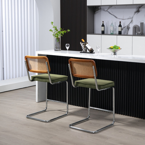 66cm Cesca Replica Cantilever Velvet Barstools (Set of 2)