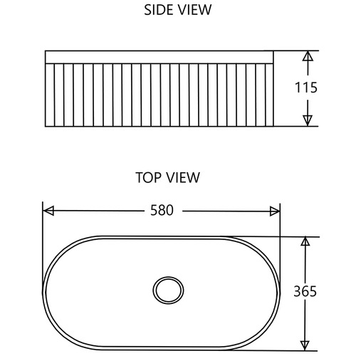 Kiora 580mm Gloss White Oval Ceramic Above Counter Basin