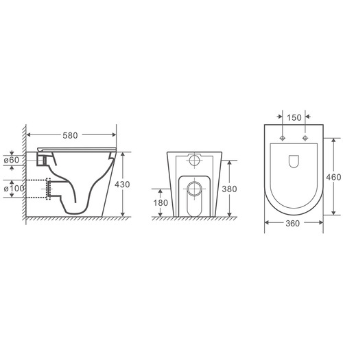 Myles Quiet Flush Wall Faced Toilet Suite