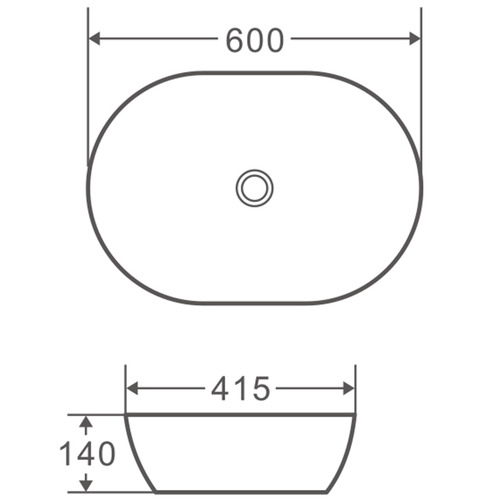 Sabina 600mm White Oval Ceramic Above Counter Basin