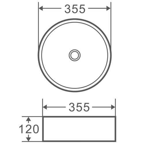 Sabina 355mm White Round Ceramic Above Counter Basin