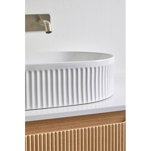 Kiora 580mm Gloss White Oval Ceramic Above Counter Basin
